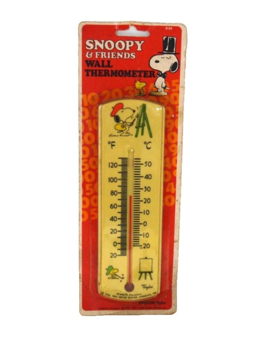 Vintage Taylor Snoopy & Friends plastic wall mount thermometer New, package dmg